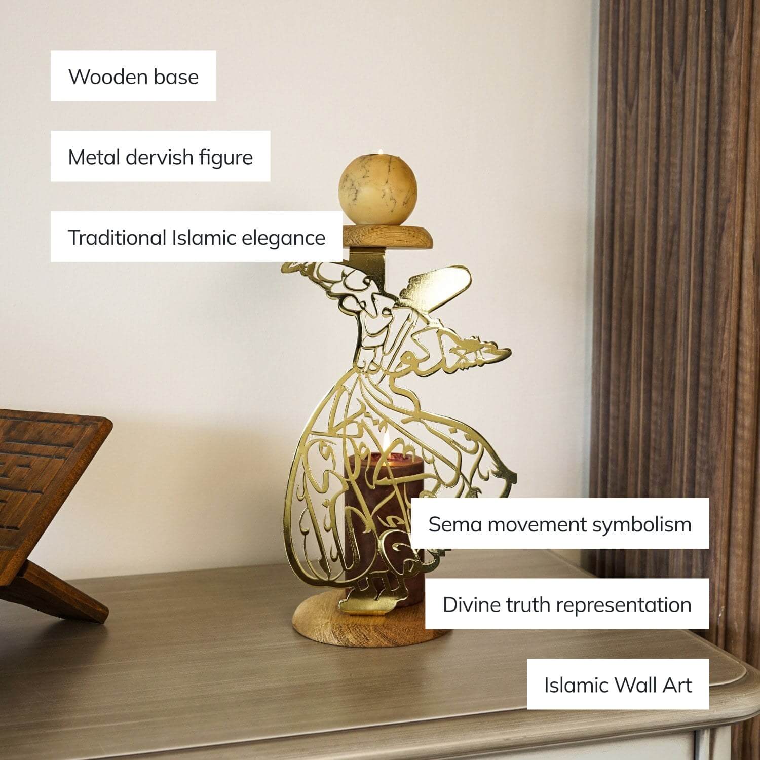 Whirling Dervish Islamic Candle Holder: Perfect Gift for Art Lovers - Image 4