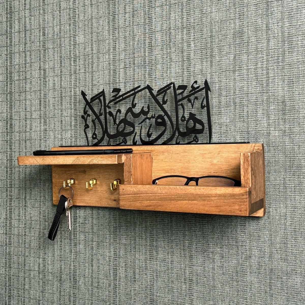 Wood Key Holder - Ahlan Wa Sahlan Arabic Calligraphy Muslim Home Decor - Image 10