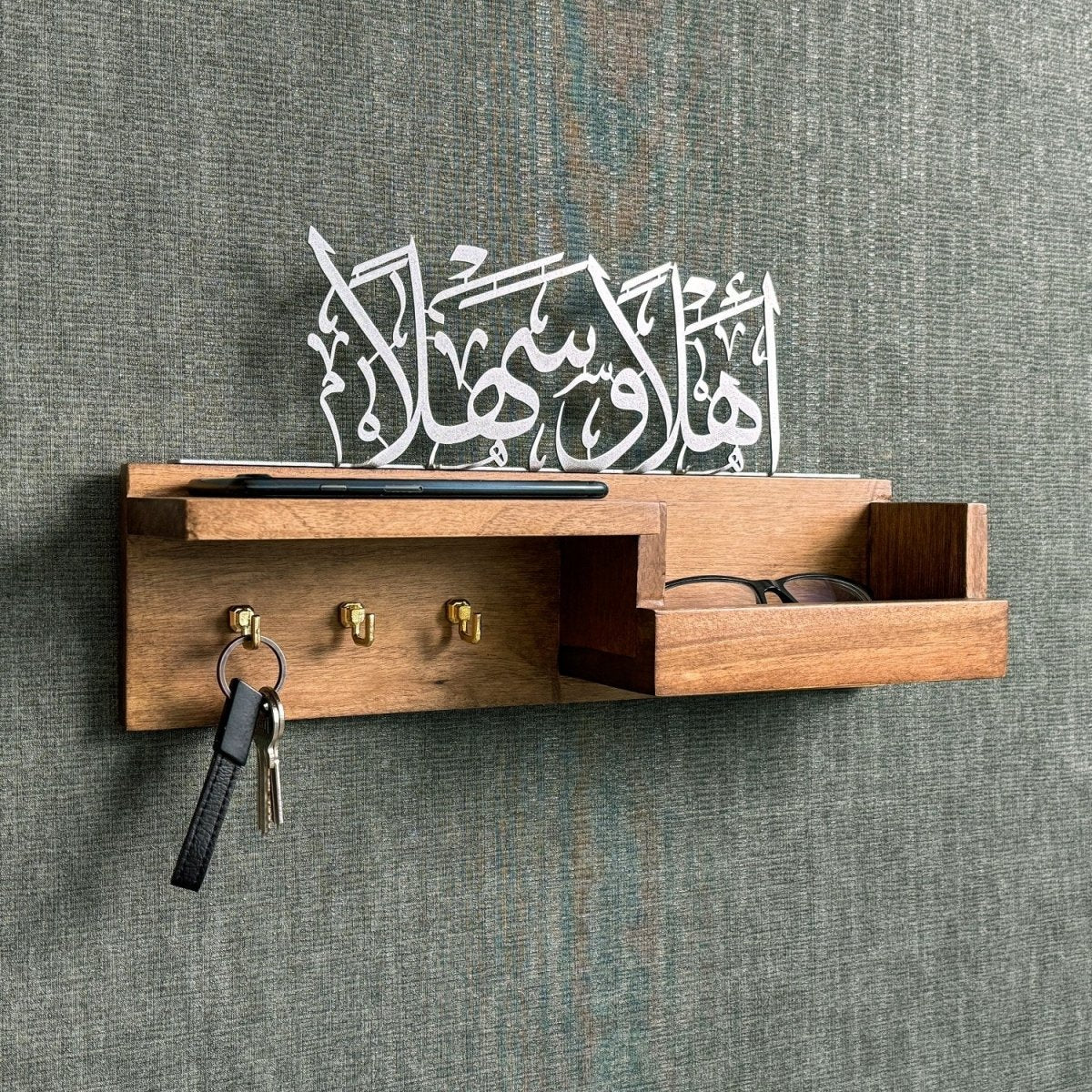 Wood Key Holder - Ahlan Wa Sahlan Arabic Calligraphy Muslim Home Decor - Image 7