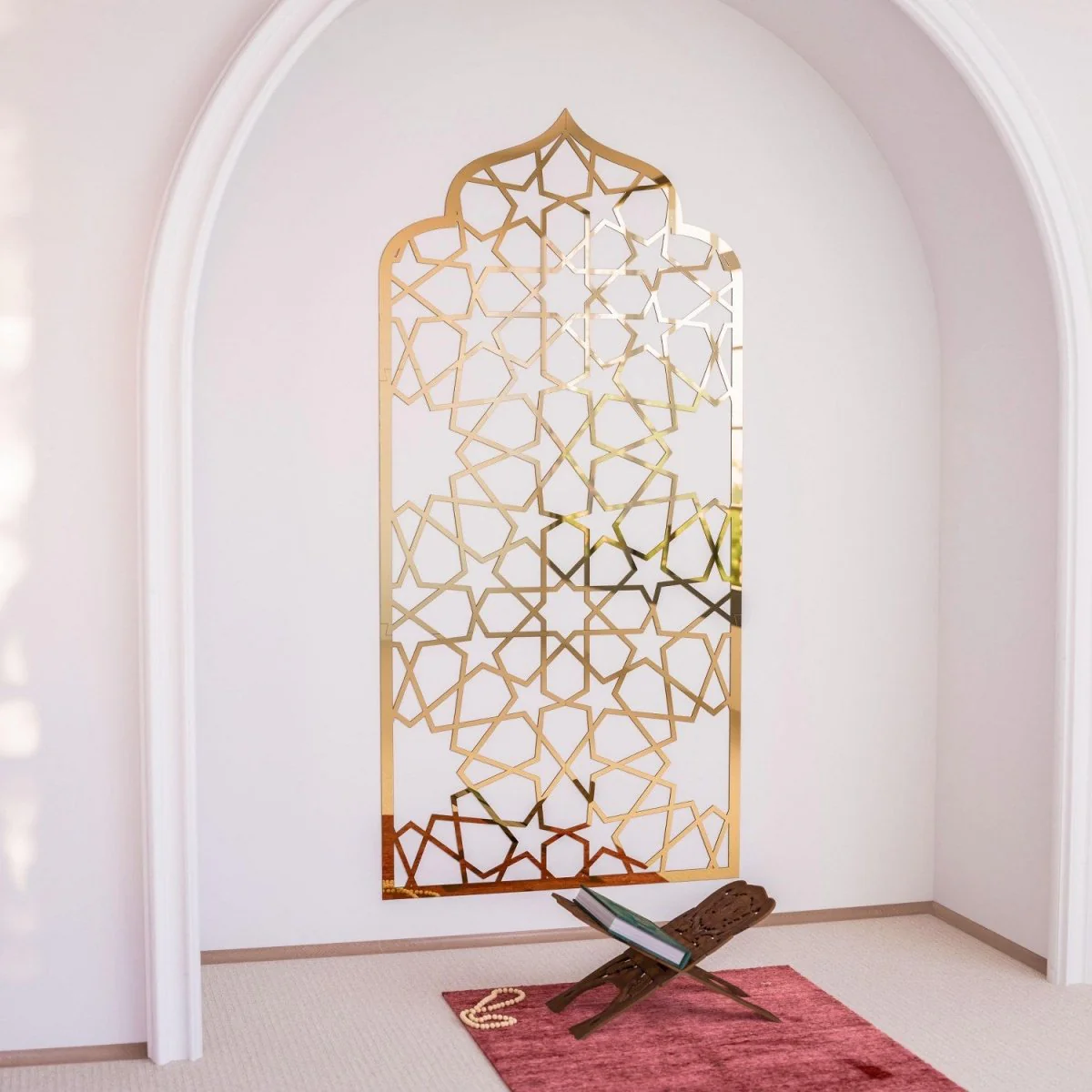 Wooden Interior Mihrab For Prayer Room - Islamic Home Decor | 12-Pointed Star - Image 10