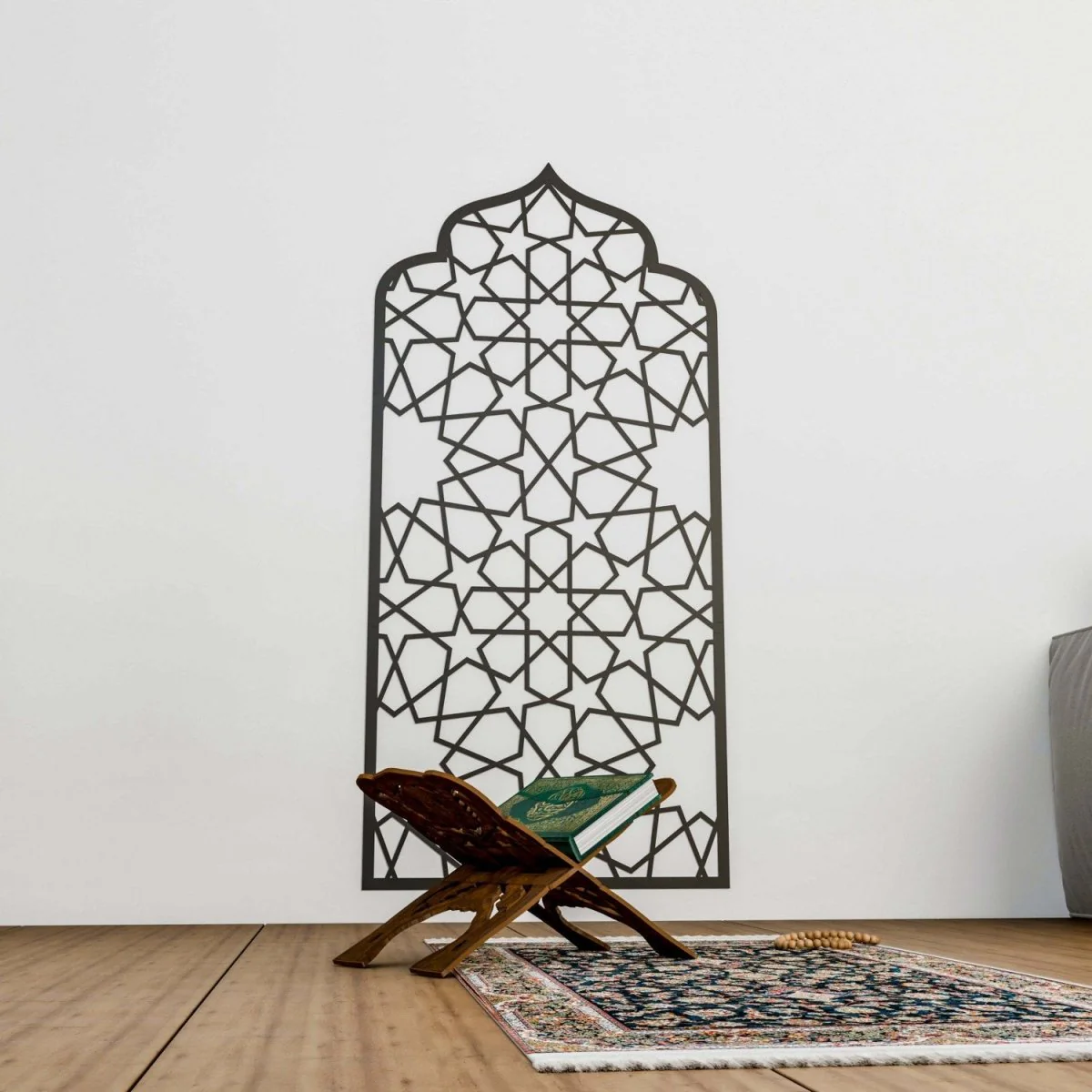 Wooden Interior Mihrab For Prayer Room - Islamic Home Decor | 12-Pointed Star - Image 6
