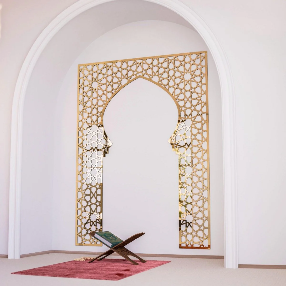 Wooden Mihrab for Home Prayer Space - Islamic Wall Art | 10 Pointed Star - Image 10