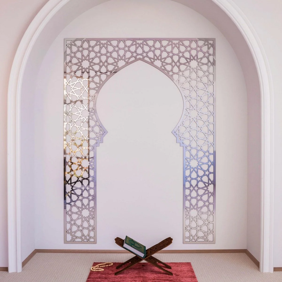 Wooden Mihrab for Home Prayer Space - Islamic Wall Art | 10 Pointed Star - Image 13