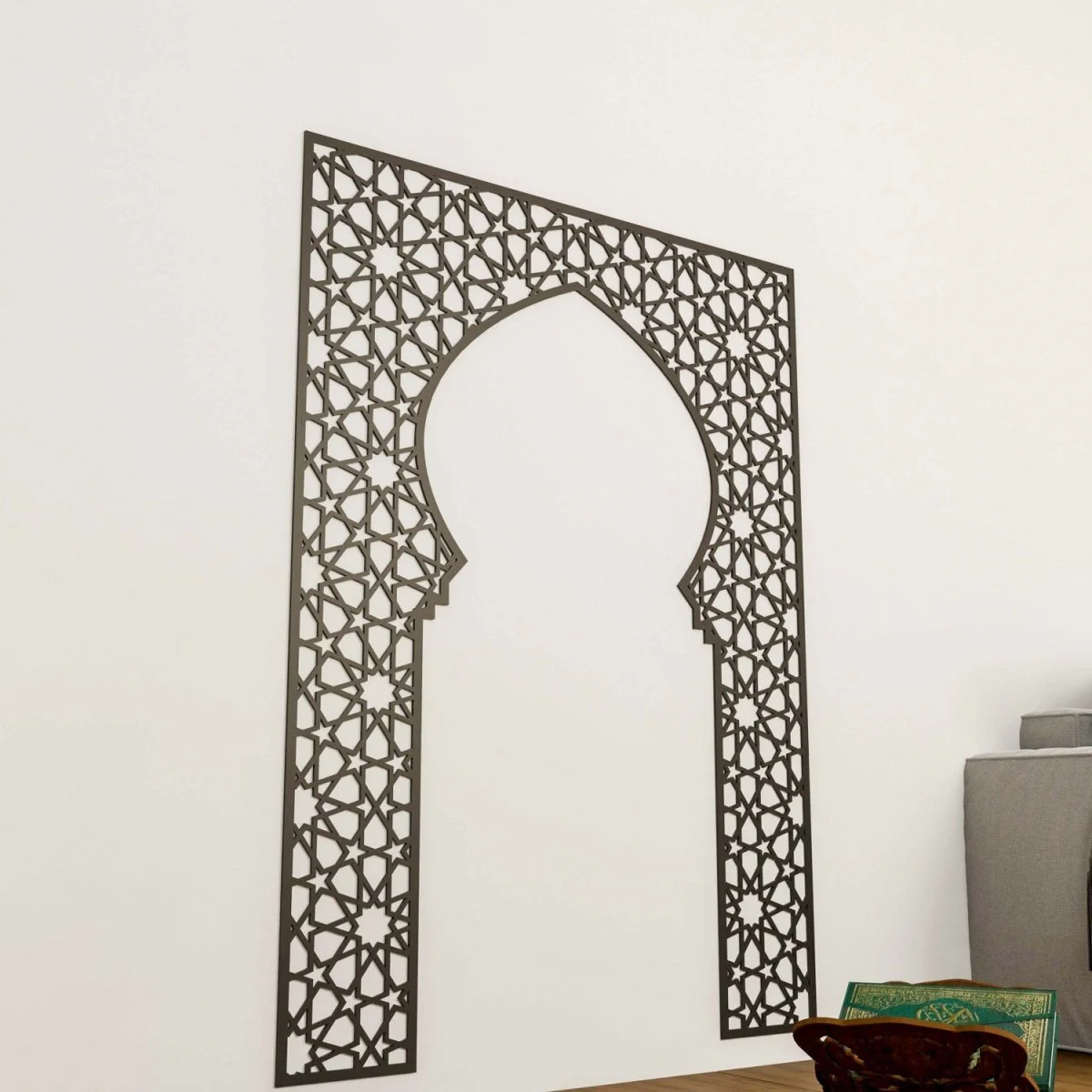 Wooden Mihrab for Home Prayer Space - Islamic Wall Art | 10 Pointed Star - Image 6