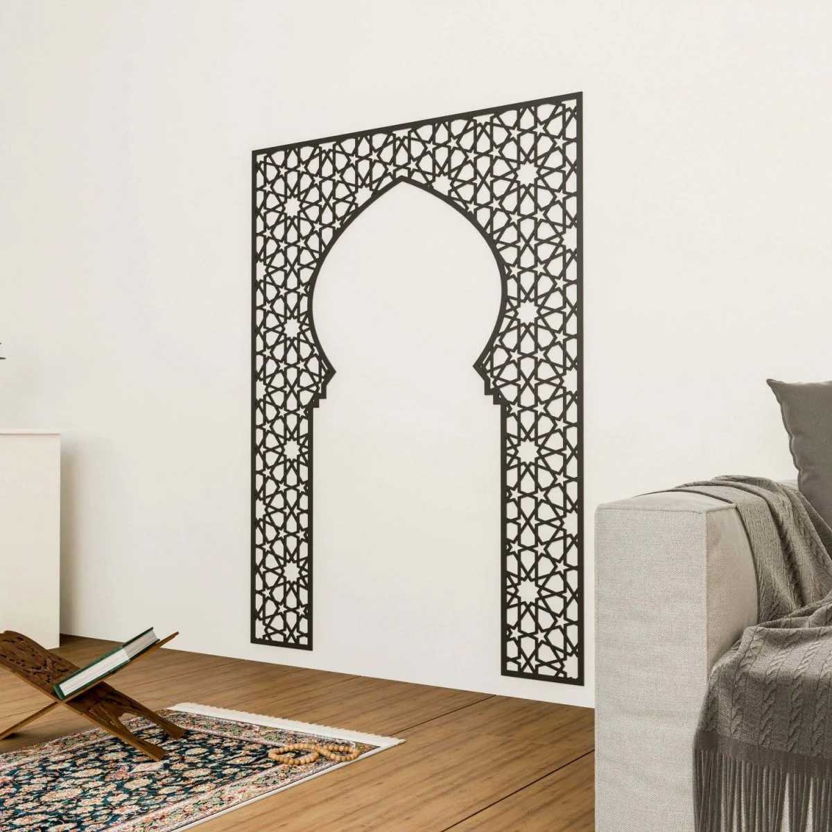 Wooden Mihrab for Home Prayer Space - Islamic Wall Art | 10 Pointed Star - Image 8