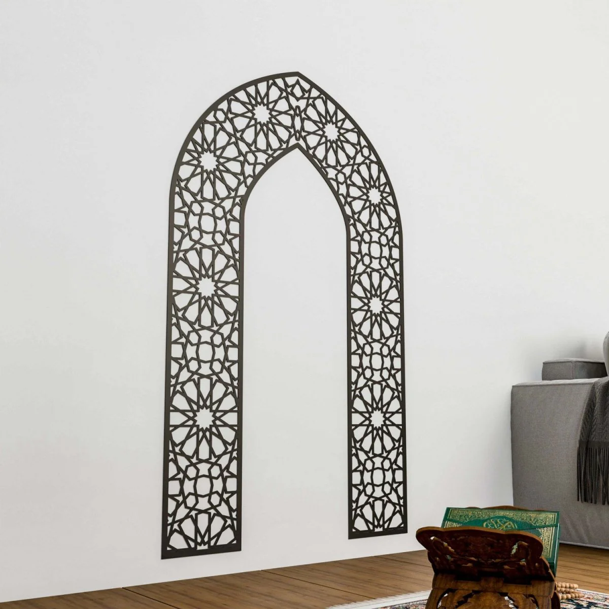 Wooden Mihrab for Your Prayer Room - Islamic Wall Art | 12-Pointed Star - Image 4