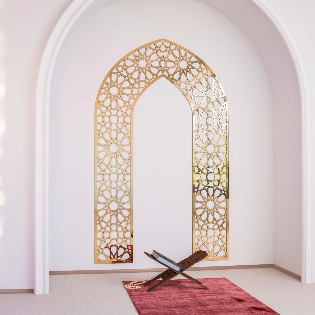 Wooden Mihrab for Your Prayer Room - Islamic Wall Art | 12-Pointed Star - Image 9