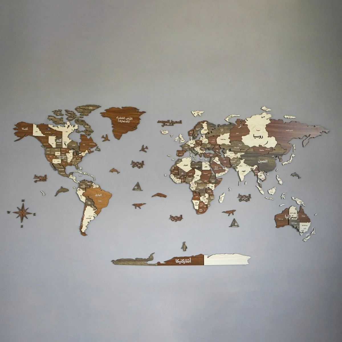Arabic 3D Wooden World Map - Arabic Wall Art Decor - Image 4