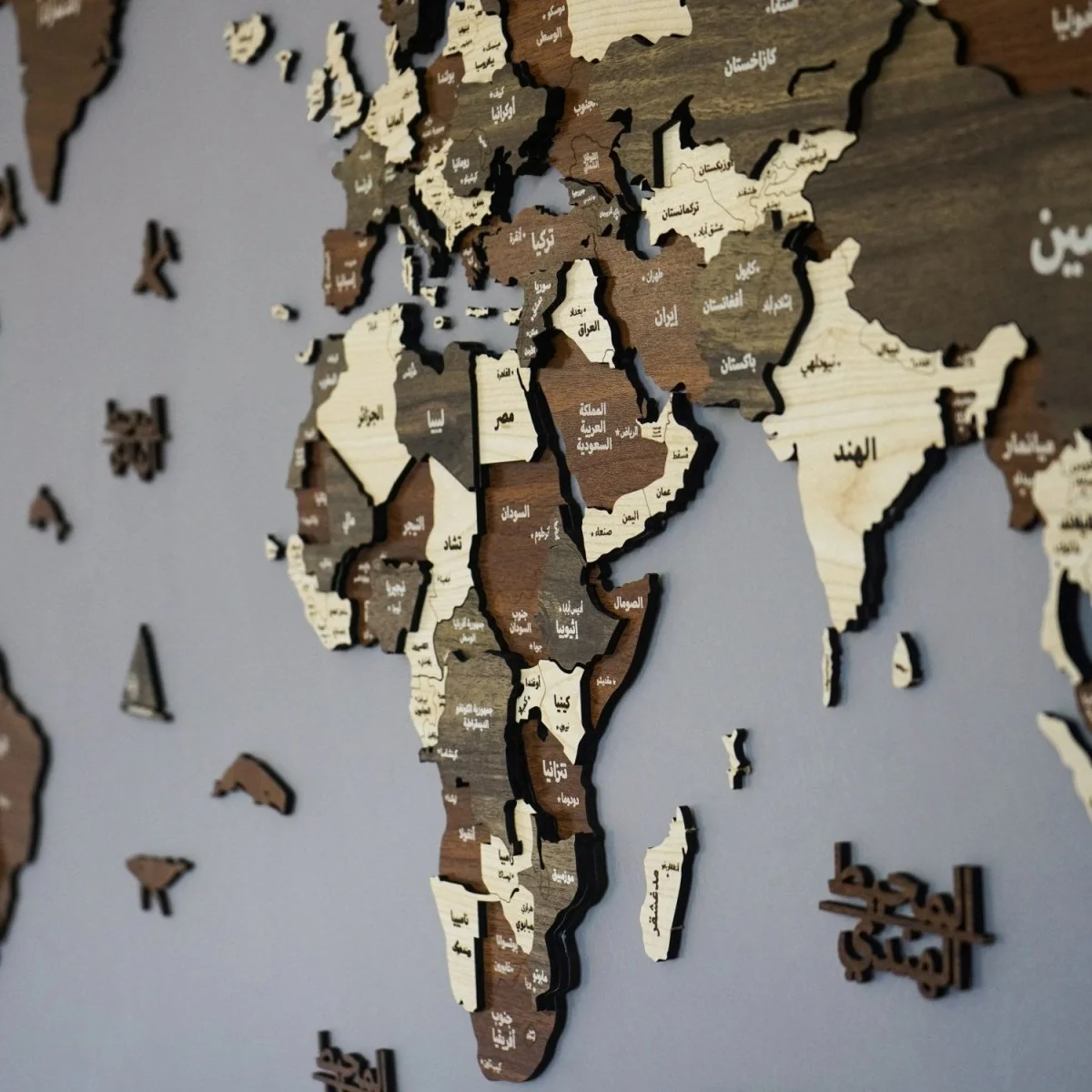Arabic 3D Wooden World Map - Arabic Wall Art Decor - Image 7