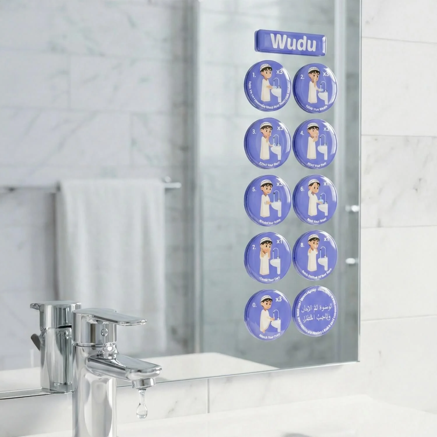 Wudu & Salah Visual Guide – 3D Resin Sticker for Kids - Image 12