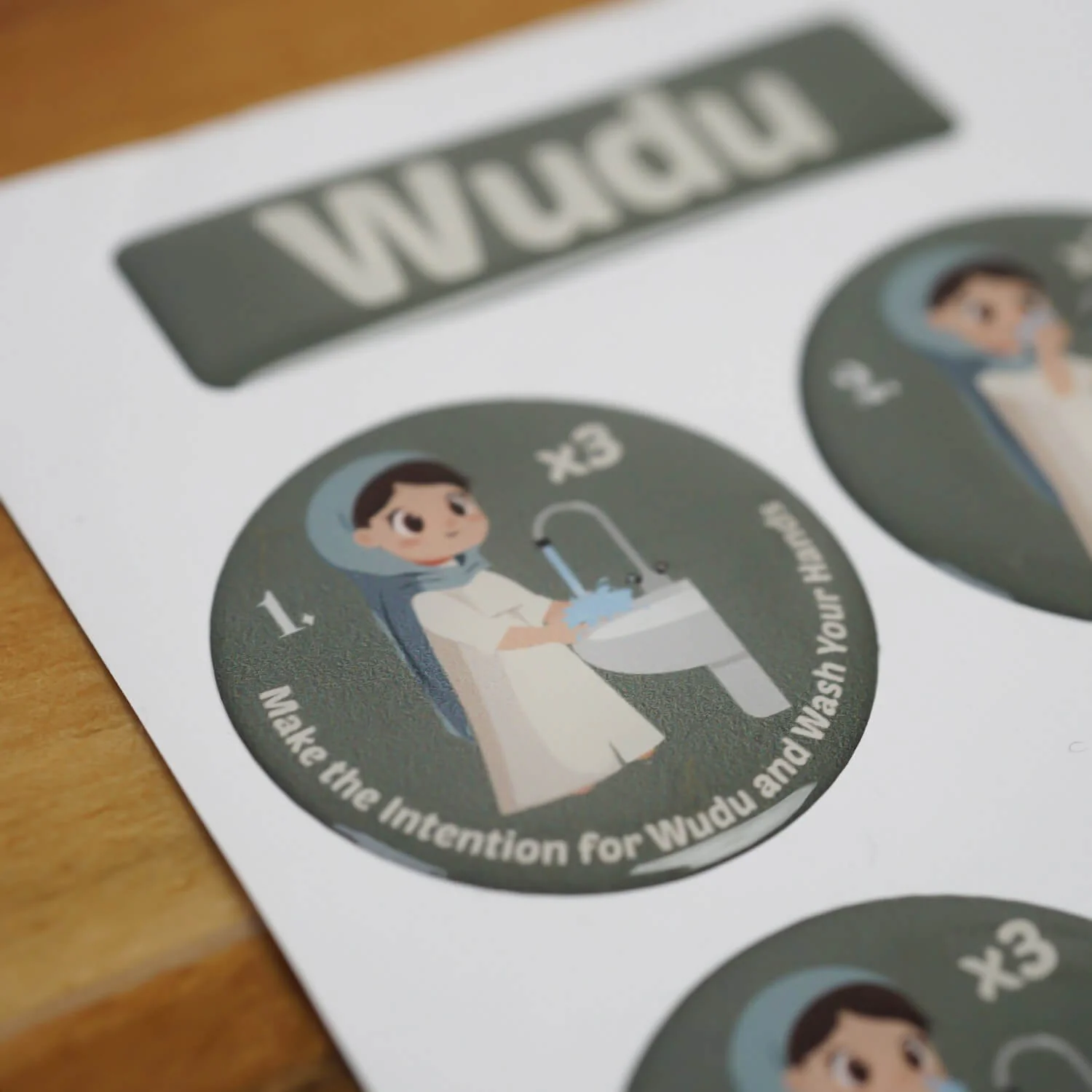 Wudu & Salah Visual Guide – 3D Resin Sticker for Kids - Image 13