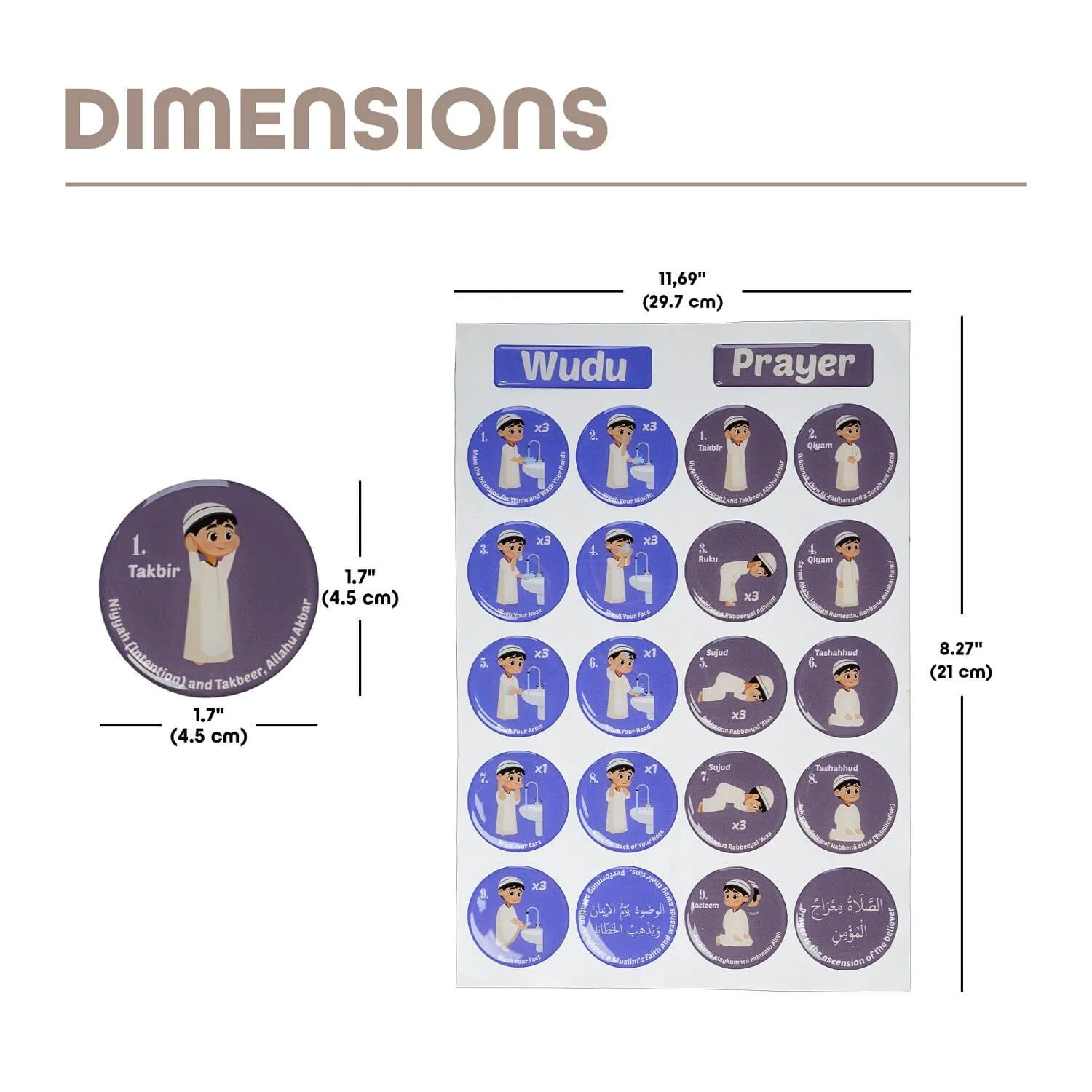 Wudu & Salah Visual Guide – 3D Resin Sticker for Kids - Image 8